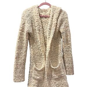 Hippie Rose Cozy Cream Hooded Cardigan With Pockets